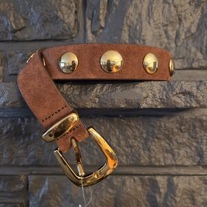 Madewell Brown Leather Belt with Gold Buckle